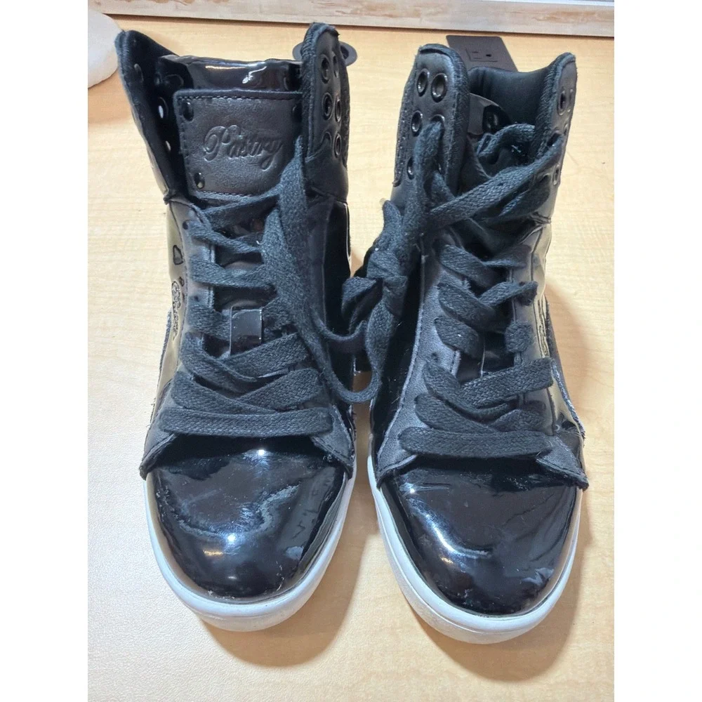 Pastry Glam Pie Black Patent Glitter High Top Dance Sneakers Womens 6.5 PA151000